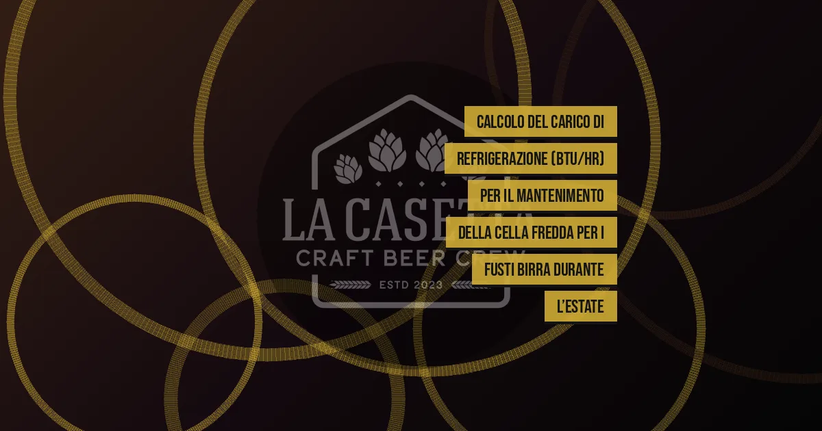 Calcolo del carico di refrigerazione (btu/hr) per il mantenimento della cella fredda per i fusti birra durante l’estate