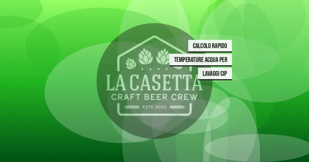 Calcolo Rapido Temperature Acqua per Lavaggi CIP