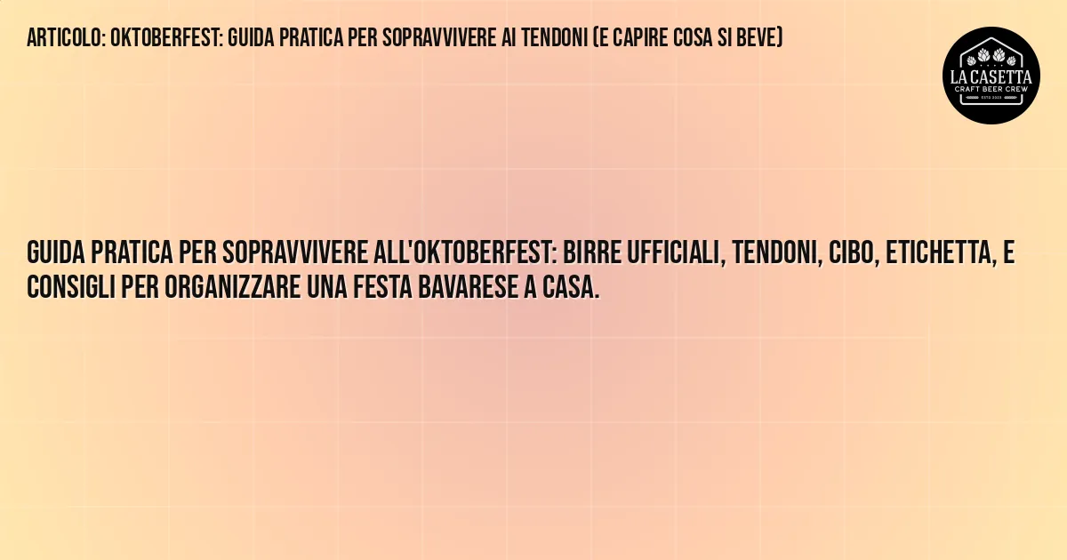 Sintesi TL;DR: Oktoberfest: Guida Pratica per Sopravvivere ai Tendoni (e Capire Cosa si Beve) Sintesi TL;DR: Oktoberfest: Guida Pratica per Sopravvivere ai Tendoni (e Capire Cosa si Beve)