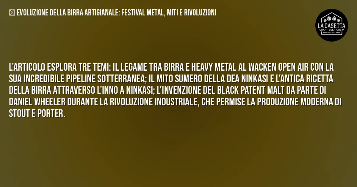 Sintesi TL;DR: Evoluzione della Birra Artigianale: Festival Metal, Miti e Rivoluzioni Sintesi TL;DR: Evoluzione della Birra Artigianale: Festival Metal, Miti e Rivoluzioni