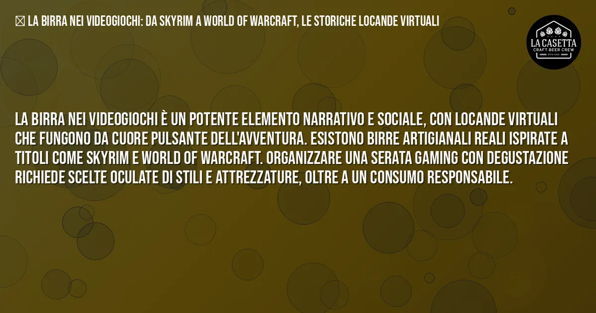 Sintesi TL;DR: La birra nei videogiochi: da Skyrim a World of Warcraft, le storiche locande virtuali Sintesi TL;DR: La birra nei videogiochi: da Skyrim a World of Warcraft, le storiche locande virtuali