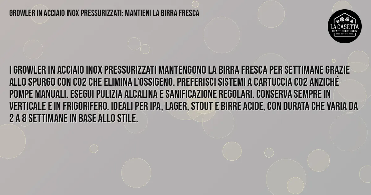 Sintesi TL;DR: Growler in Acciaio Inox Pressurizzati: Mantieni la Birra Fresca