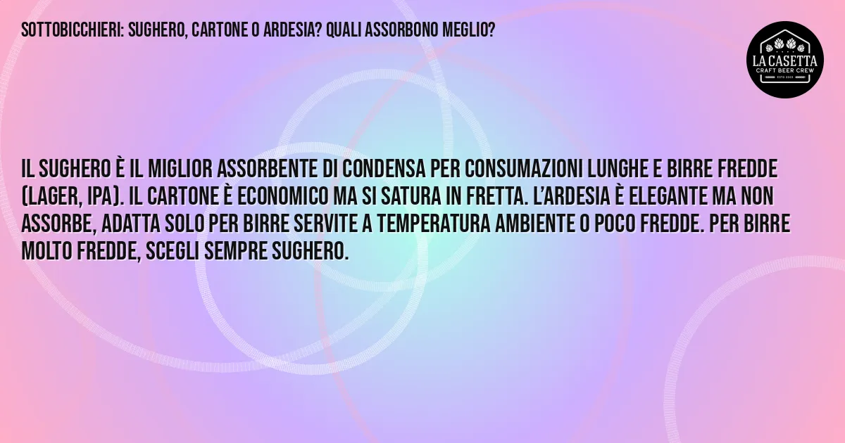 Sintesi TL;DR: Sottobicchieri: Sughero, Cartone o Ardesia? Quali Assorbono Meglio?