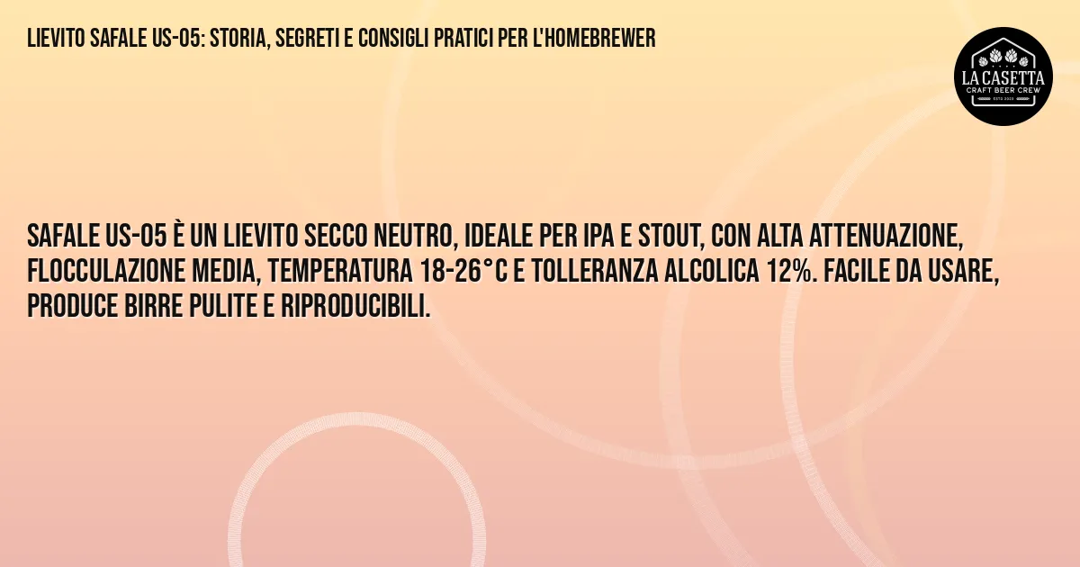 Sintesi TL;DR: Lievito SafAle US-05: storia, segreti e consigli pratici per l'homebrewer Sintesi TL;DR: Lievito SafAle US-05: storia, segreti e consigli pratici per l'homebrewer