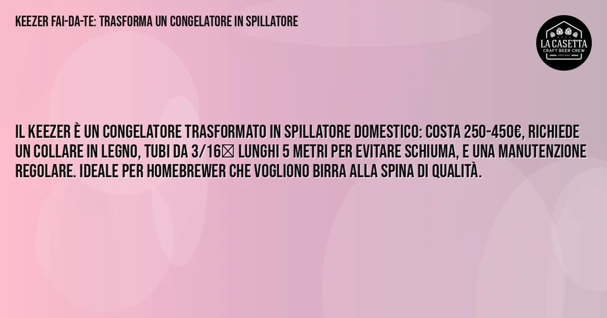 Sintesi TL;DR: Keezer Fai-da-Te: Trasforma un Congelatore in Spillatore