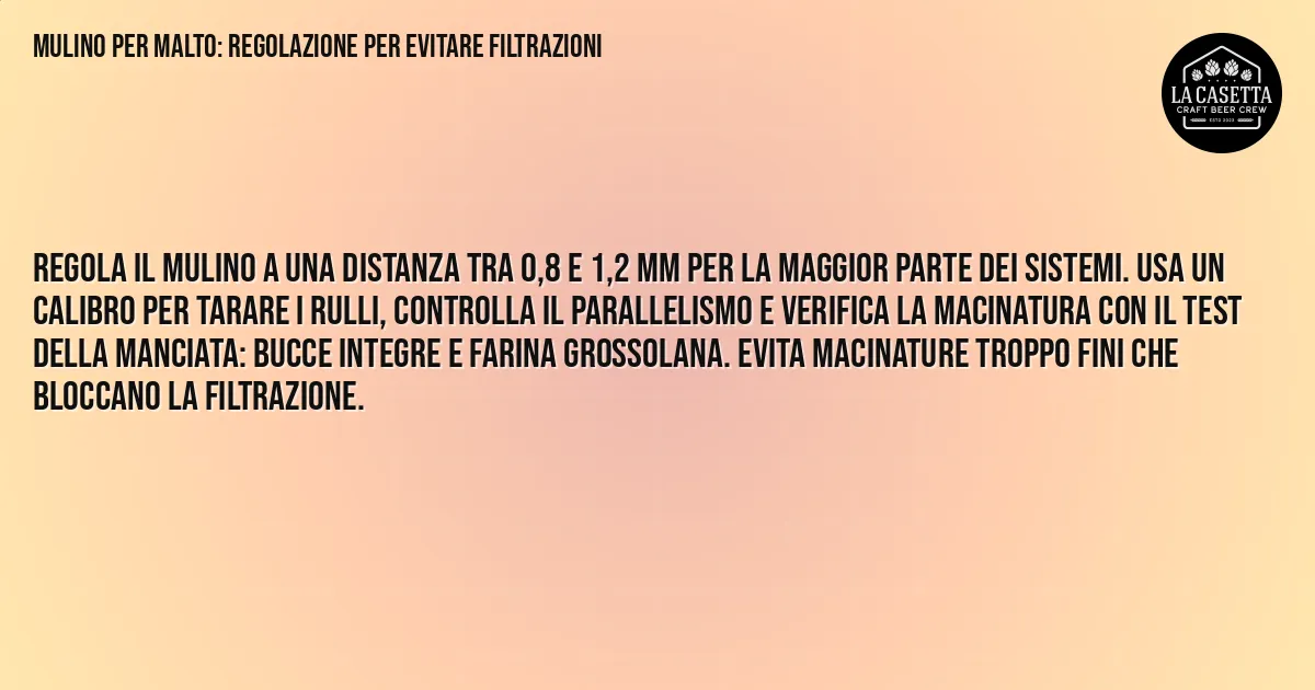 Sintesi TL;DR: Mulino per Malto: Regolazione per Evitare Filtrazioni Sintesi TL;DR: Mulino per Malto: Regolazione per Evitare Filtrazioni