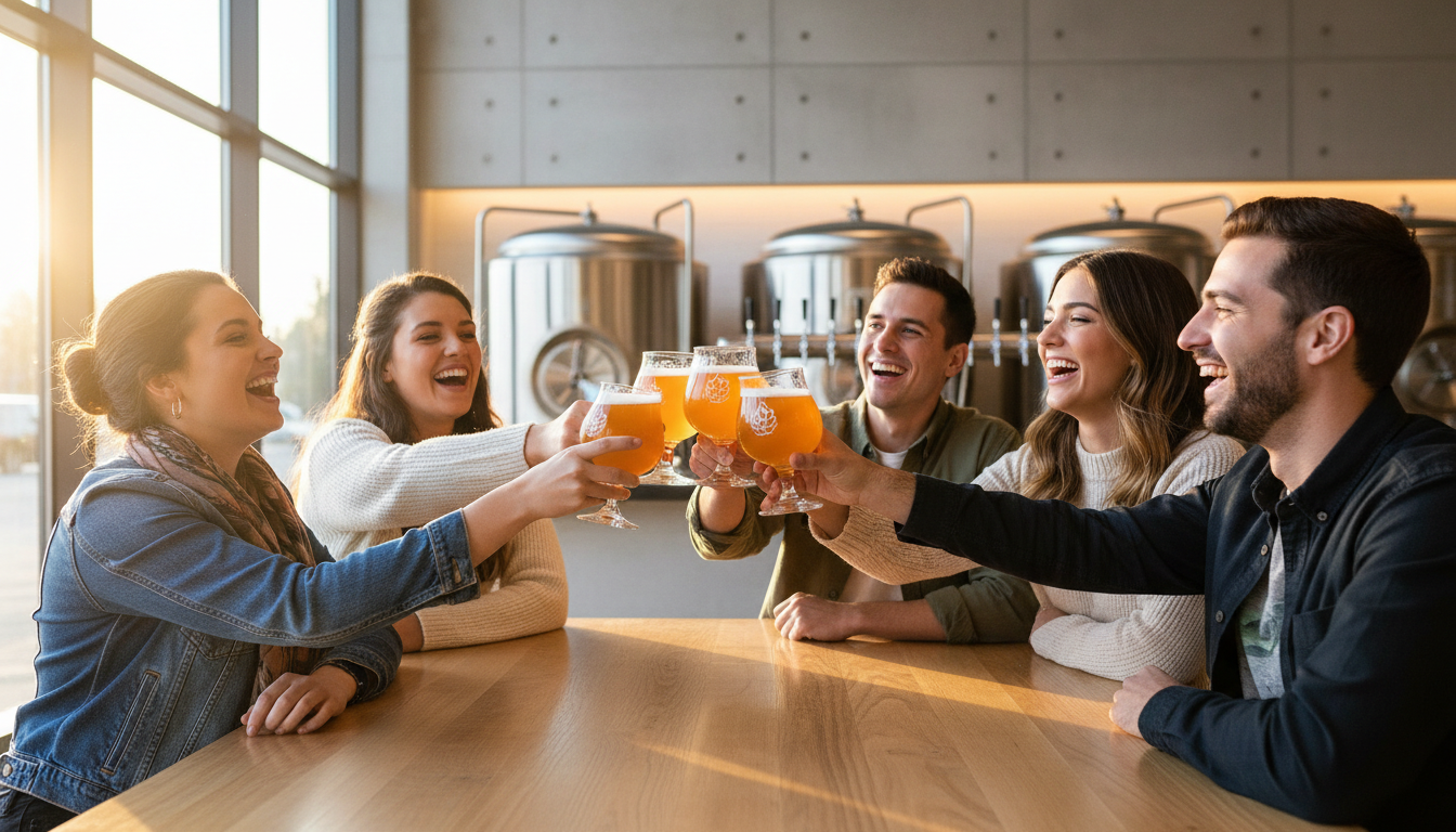 Un brindisi tra amici nella tap room