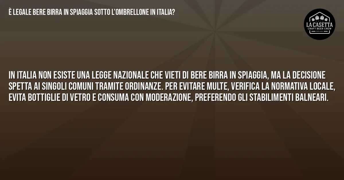 Sintesi TL;DR: È Legale Bere Birra in Spiaggia Sotto l’Ombrellone in Italia?