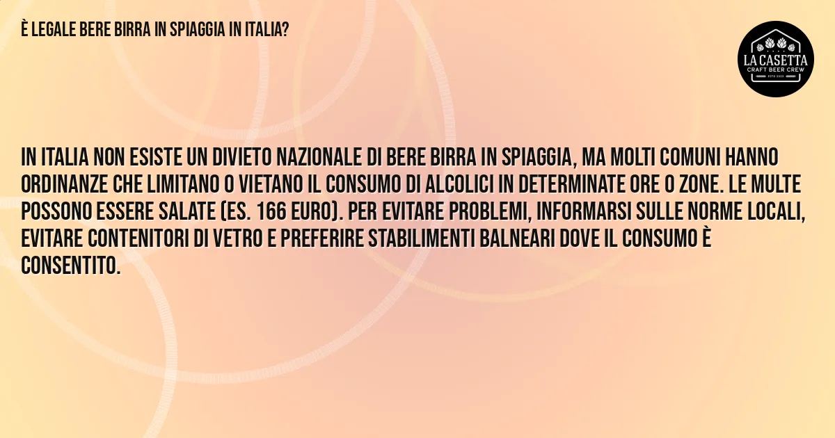 Sintesi TL;DR: È Legale Bere Birra in Spiaggia in Italia? Sintesi TL;DR: È Legale Bere Birra in Spiaggia in Italia?