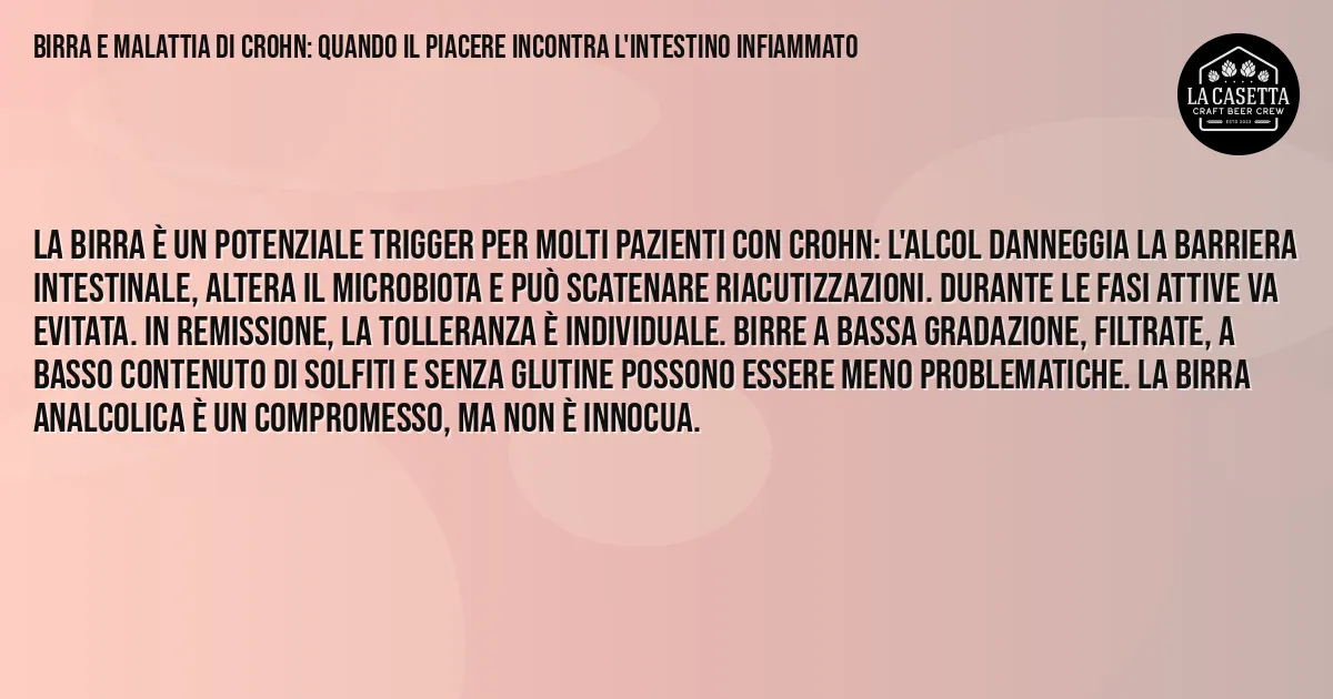 Sintesi TL;DR: Birra e Malattia di Crohn: Quando il Piacere Incontra l'Intestino Infiammato Sintesi TL;DR: Birra e Malattia di Crohn: Quando il Piacere Incontra l'Intestino Infiammato