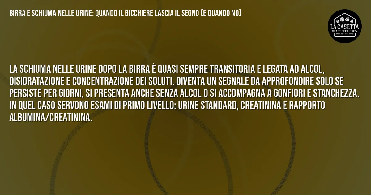 Sintesi TL;DR: Birra e Schiuma nelle Urine: Quando il Bicchiere Lascia il Segno (e Quando No) Sintesi TL;DR: Birra e Schiuma nelle Urine: Quando il Bicchiere Lascia il Segno (e Quando No)