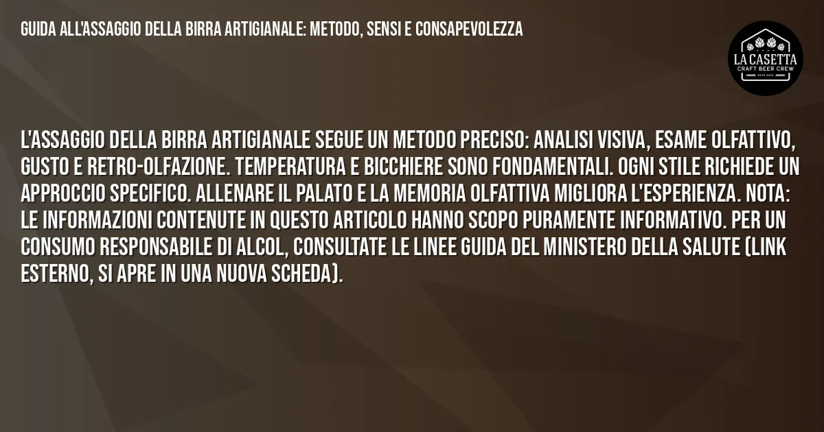 Sintesi TL;DR: Guida all'Assaggio della Birra Artigianale: Metodo, Sensi e Consapevolezza Sintesi TL;DR: Guida all'Assaggio della Birra Artigianale: Metodo, Sensi e Consapevolezza