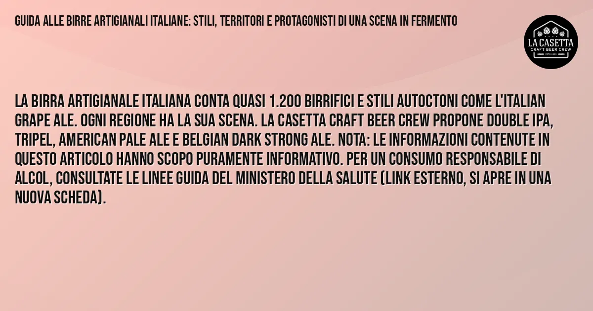 Sintesi TL;DR: Guida alle Birre Artigianali Italiane: Stili, Territori e Protagonisti di una Scena in Fermento Sintesi TL;DR: Guida alle Birre Artigianali Italiane: Stili, Territori e Protagonisti di una Scena in Fermento
