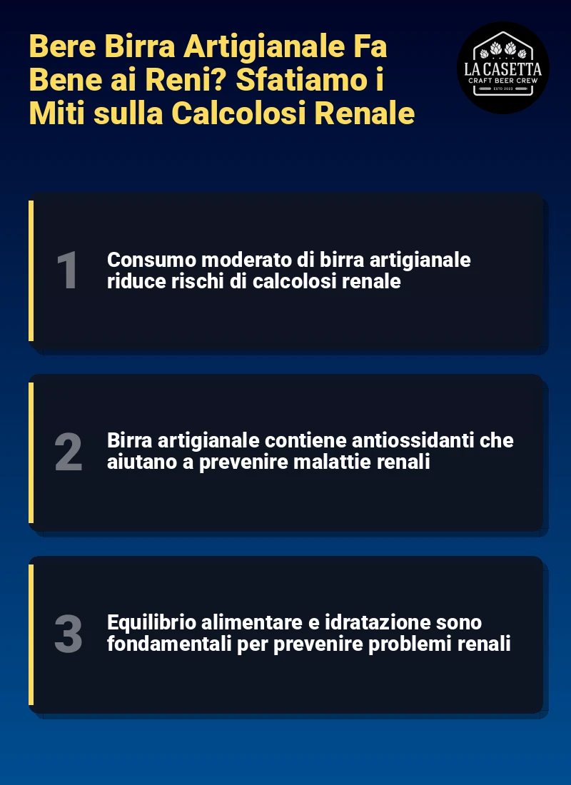 Infografica: Bere Birra Artigianale Fa Bene ai Reni? Sfatiamo i Miti sulla Calcolosi Renale