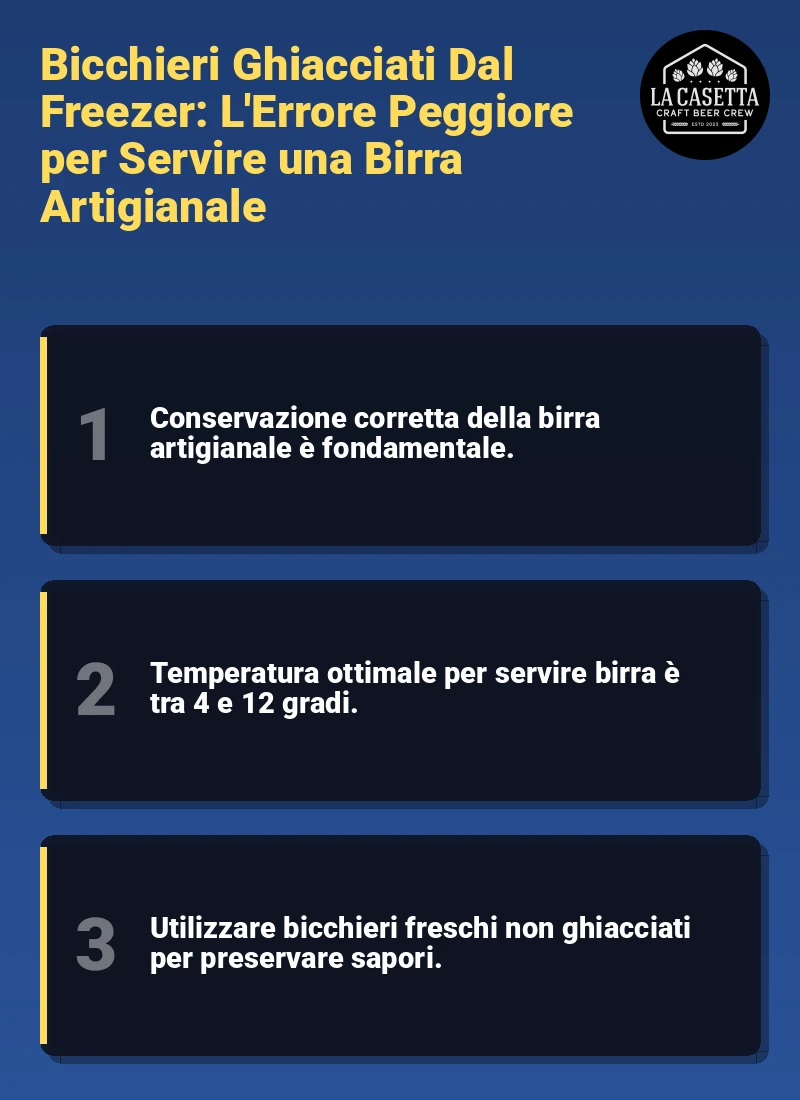 Infografica: Bicchieri Ghiacciati Dal Freezer: L'Errore Peggiore per Servire una Birra Artigianale