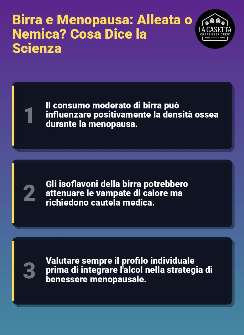 Infografica: Birra e Menopausa: Alleata o Nemica? Cosa Dice la Scienza
