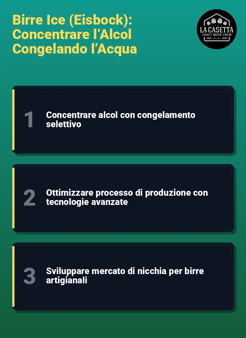 Infografica: Birre Ice (Eisbock): Concentrare l’Alcol Congelando l’Acqua