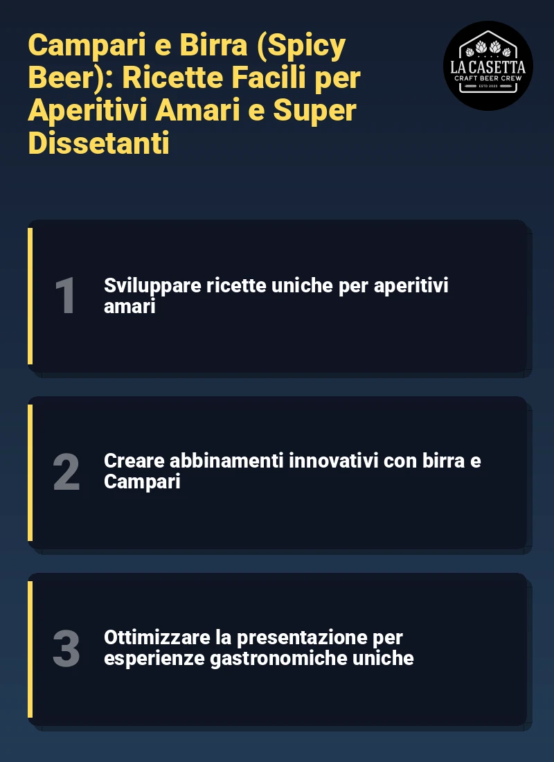 Infografica: Campari e Birra (Spicy Beer): Ricette Facili per Aperitivi Amari e Super Dissetanti