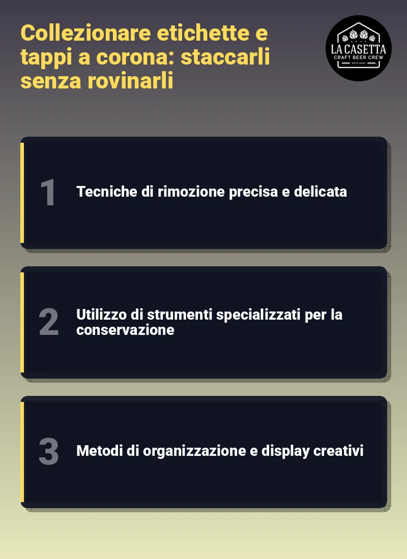 Infografica: Collezionare etichette e tappi a corona: staccarli senza rovinarli