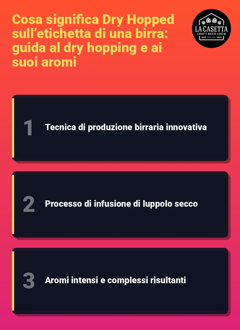 Infografica: Cosa significa Dry Hopped sull’etichetta di una birra: guida al dry hopping e ai suoi aromi