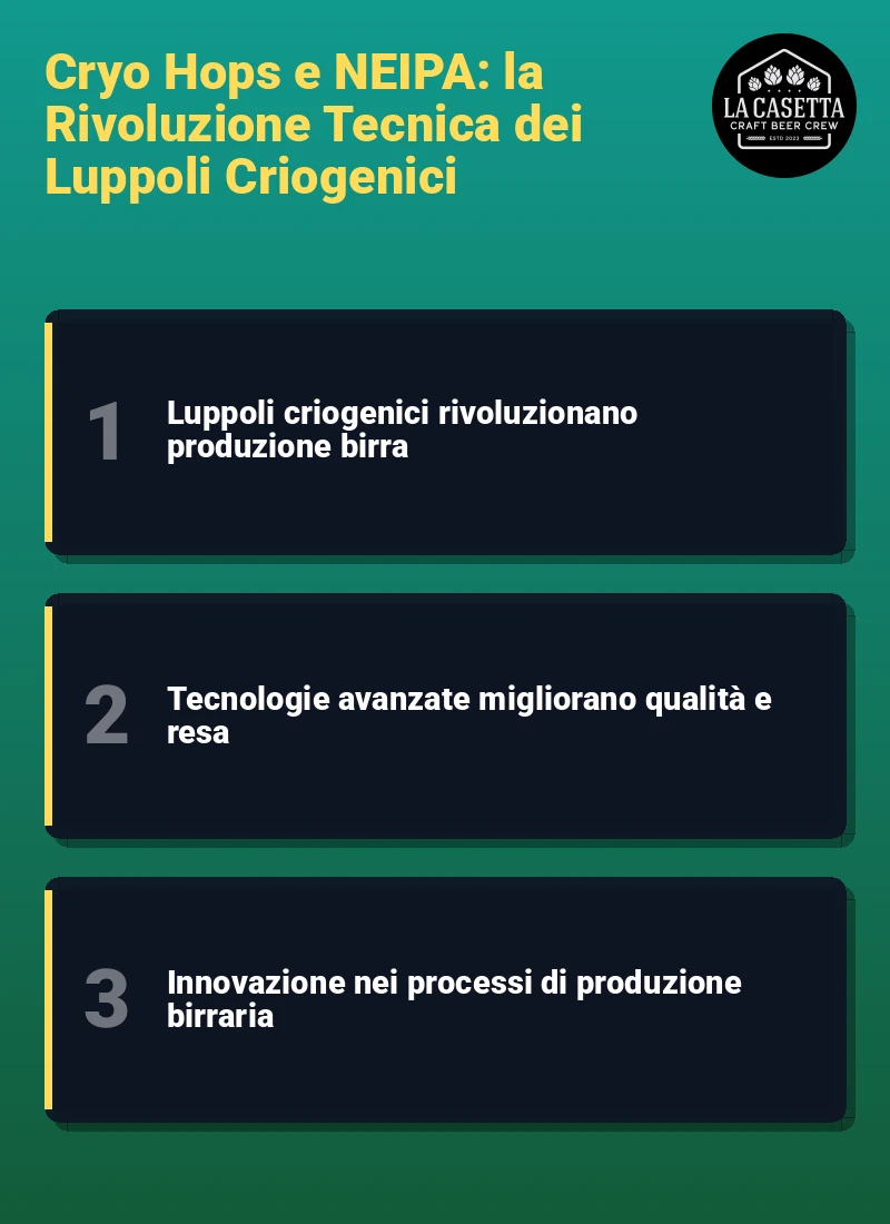 Infografica: Cryo Hops e NEIPA: la Rivoluzione Tecnica dei Luppoli Criogenici