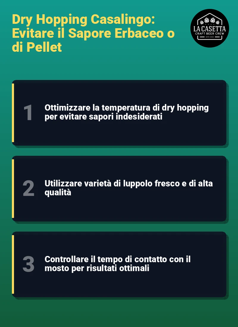 Infografica: Dry Hopping Casalingo: Evitare il Sapore Erbaceo o di Pellet