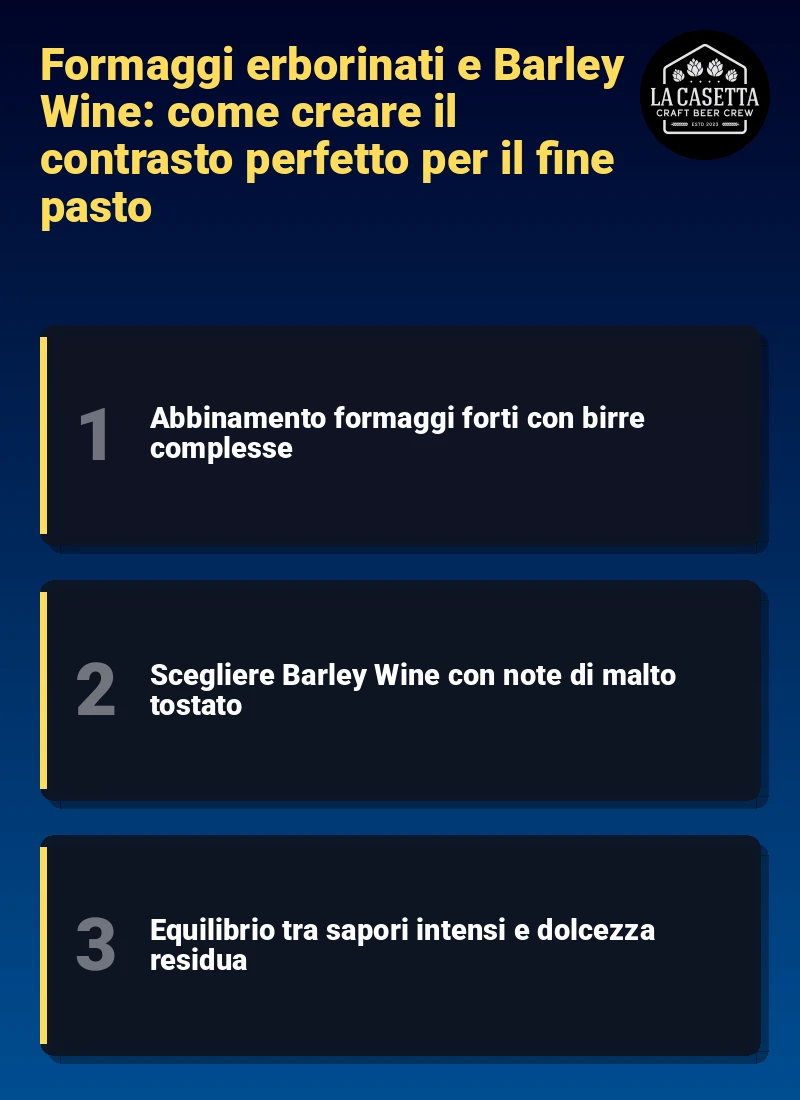 Infografica: Formaggi erborinati e Barley Wine: come creare il contrasto perfetto per il fine pasto