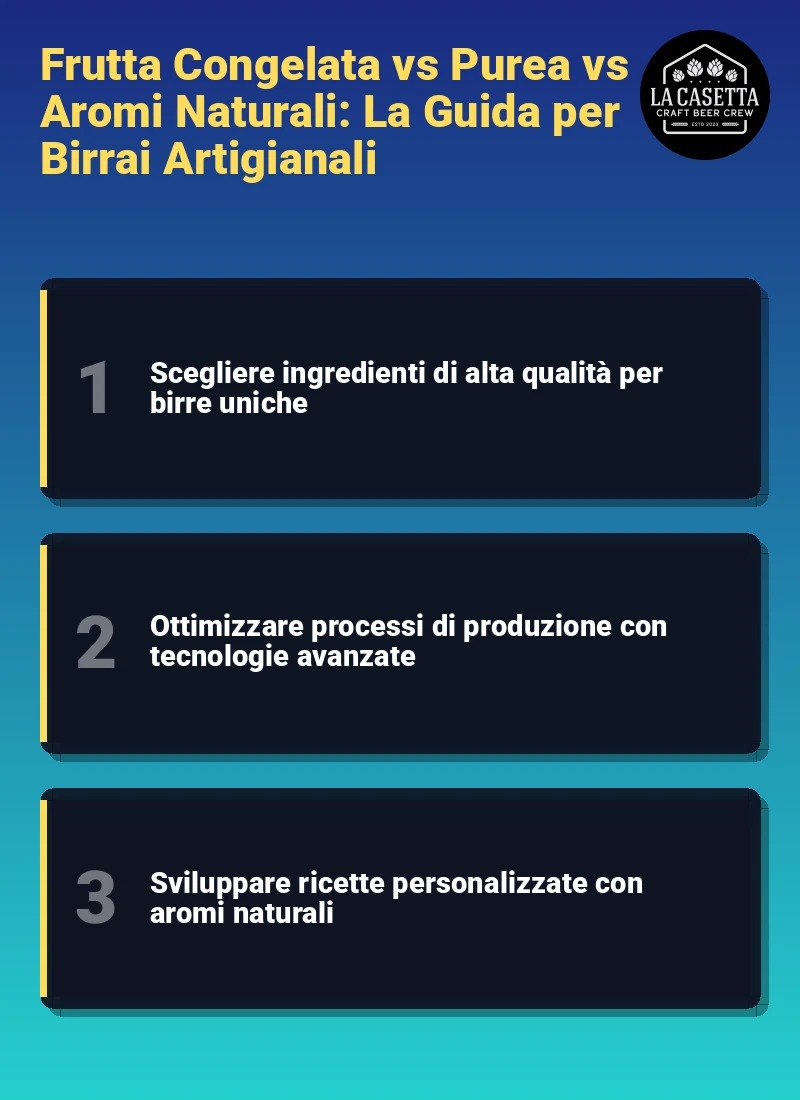 Infografica: Frutta Congelata vs Purea vs Aromi Naturali: La Guida per Birrai Artigianali