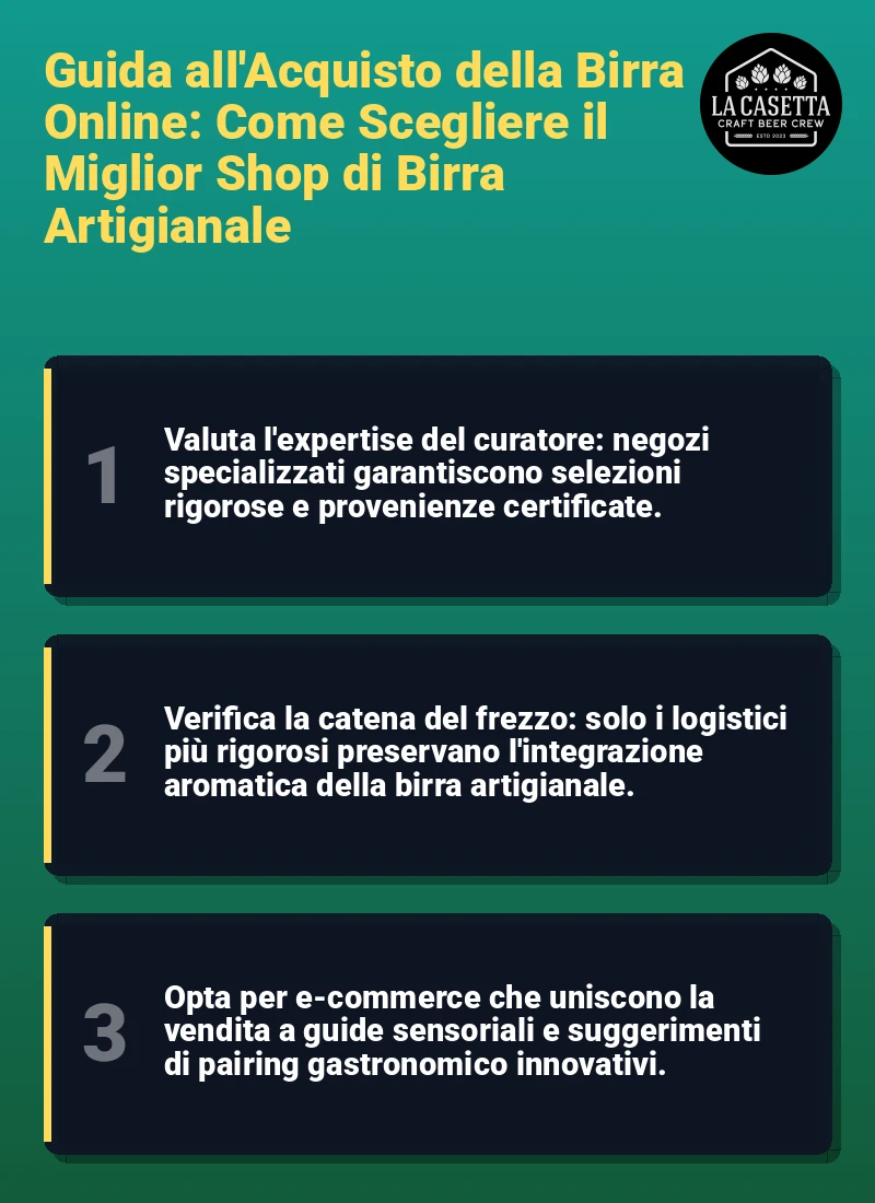 Infografica: Guida all'Acquisto della Birra Online: Come Scegliere il Miglior Shop di Birra Artigianale