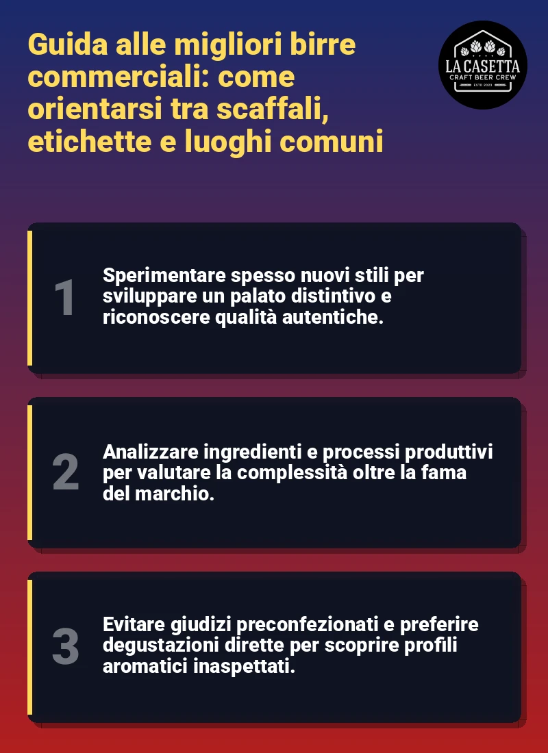 Infografica: Guida alle migliori birre commerciali: come orientarsi tra scaffali, etichette e luoghi comuni