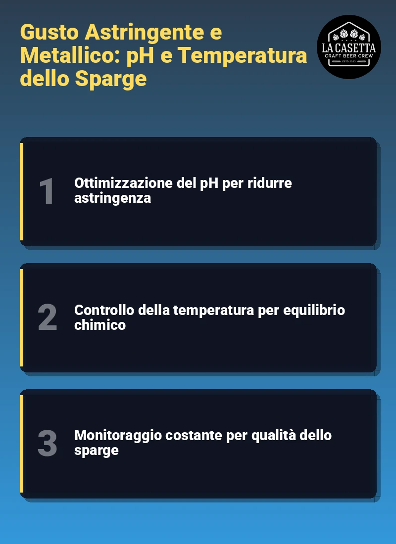 Infografica: Gusto Astringente e Metallico: pH e Temperatura dello Sparge