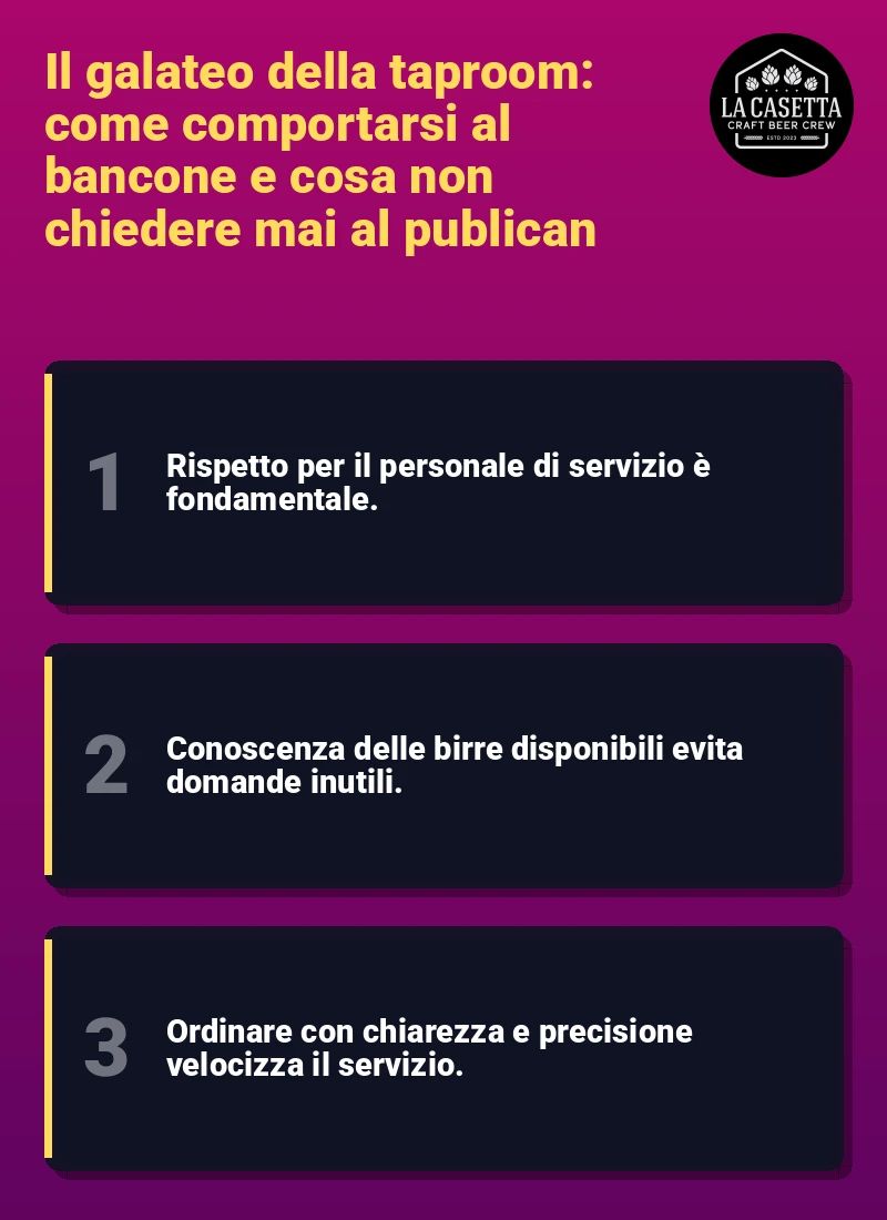Infografica: Il galateo della taproom: come comportarsi al bancone e cosa non chiedere mai al publican