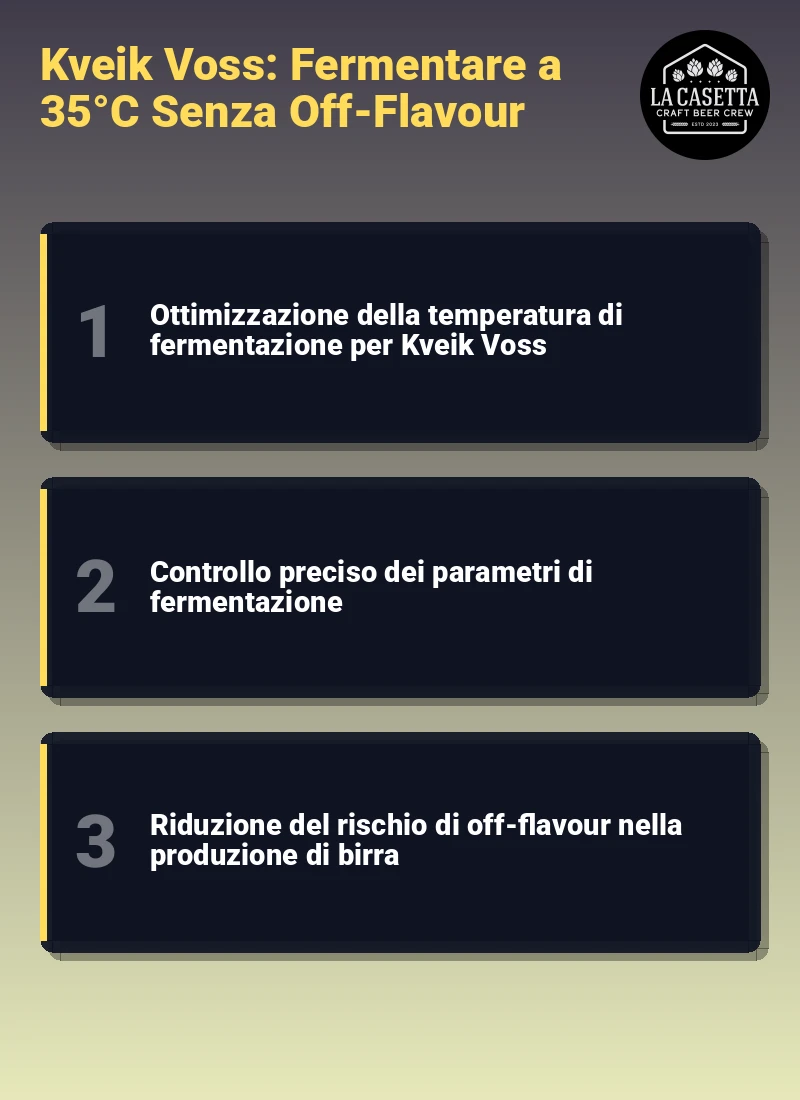 Infografica: Kveik Voss: Fermentare a 35°C Senza Off-Flavour