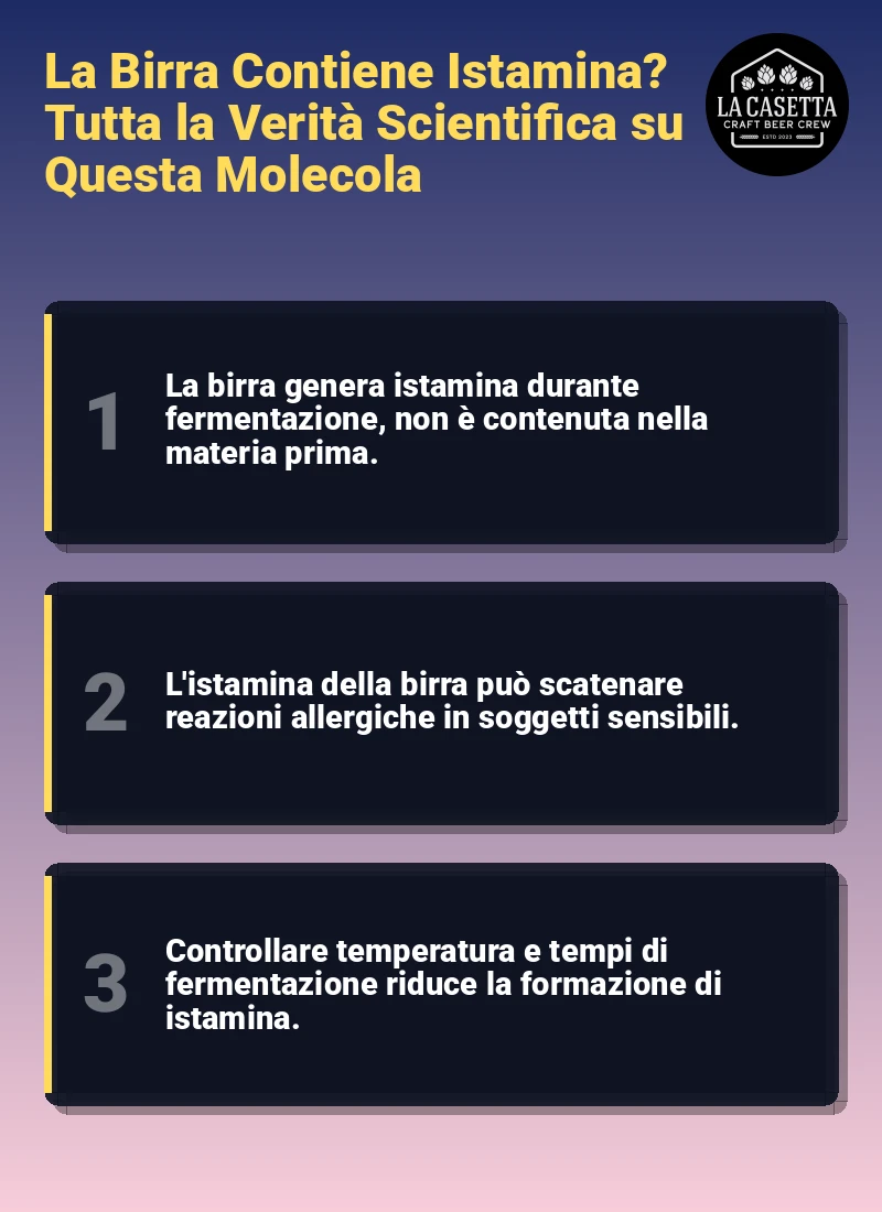 Infografica: La Birra Contiene Istamina? Tutta la Verità Scientifica su Questa Molecola