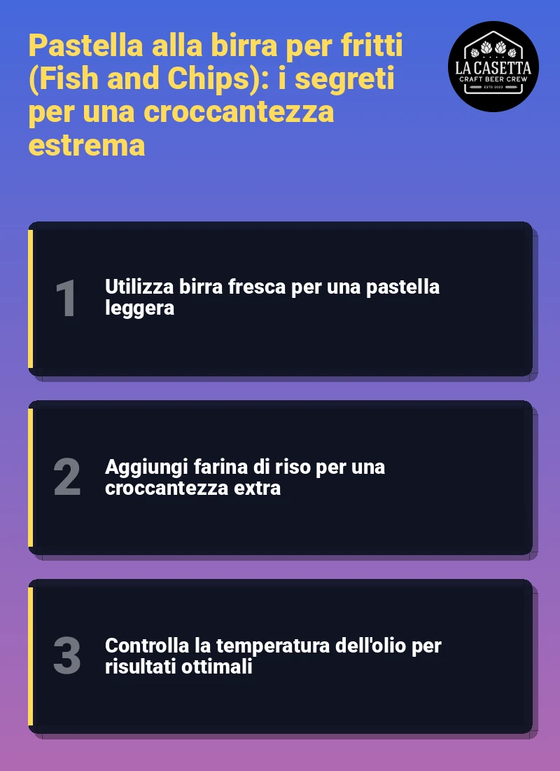 Infografica: Pastella alla birra per fritti (Fish and Chips): i segreti per una croccantezza estrema