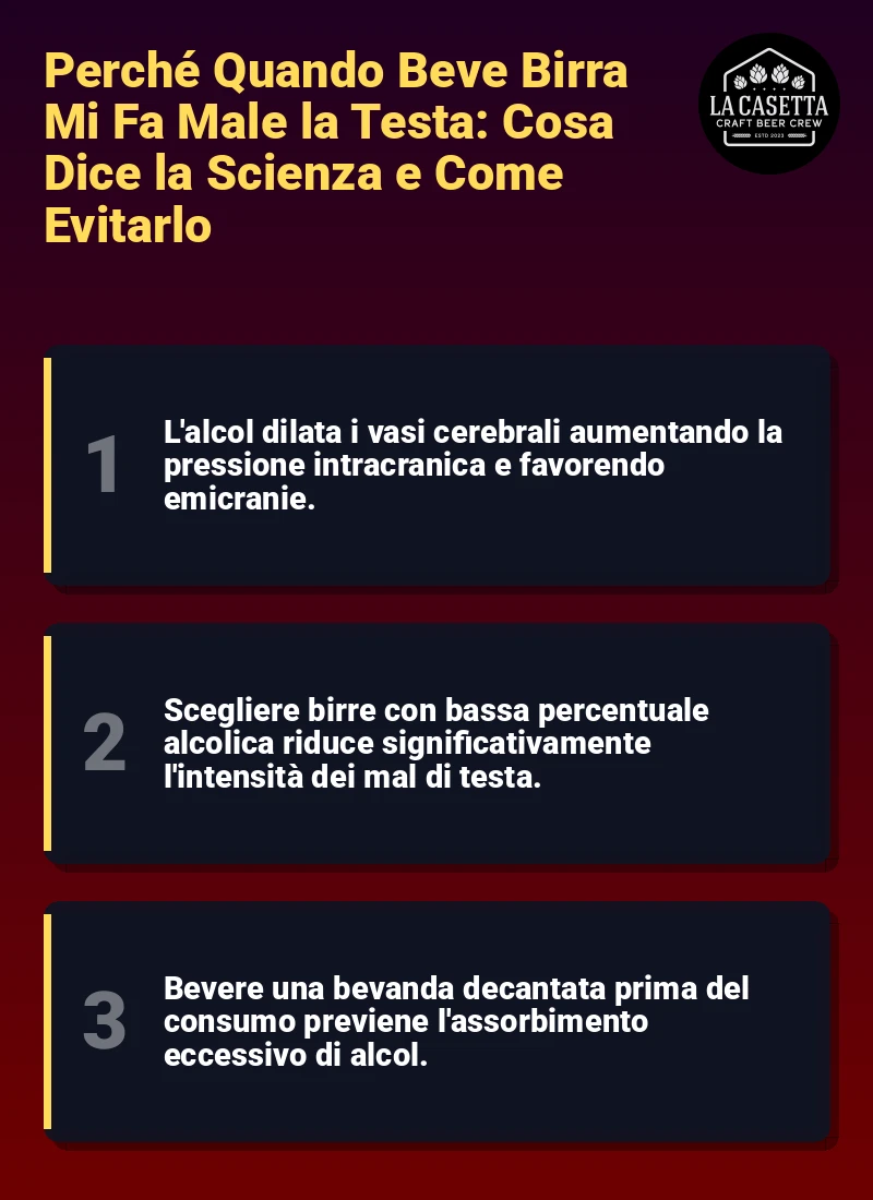 Infografica: Perché Quando Beve Birra Mi Fa Male la Testa: Cosa Dice la Scienza e Come Evitarlo