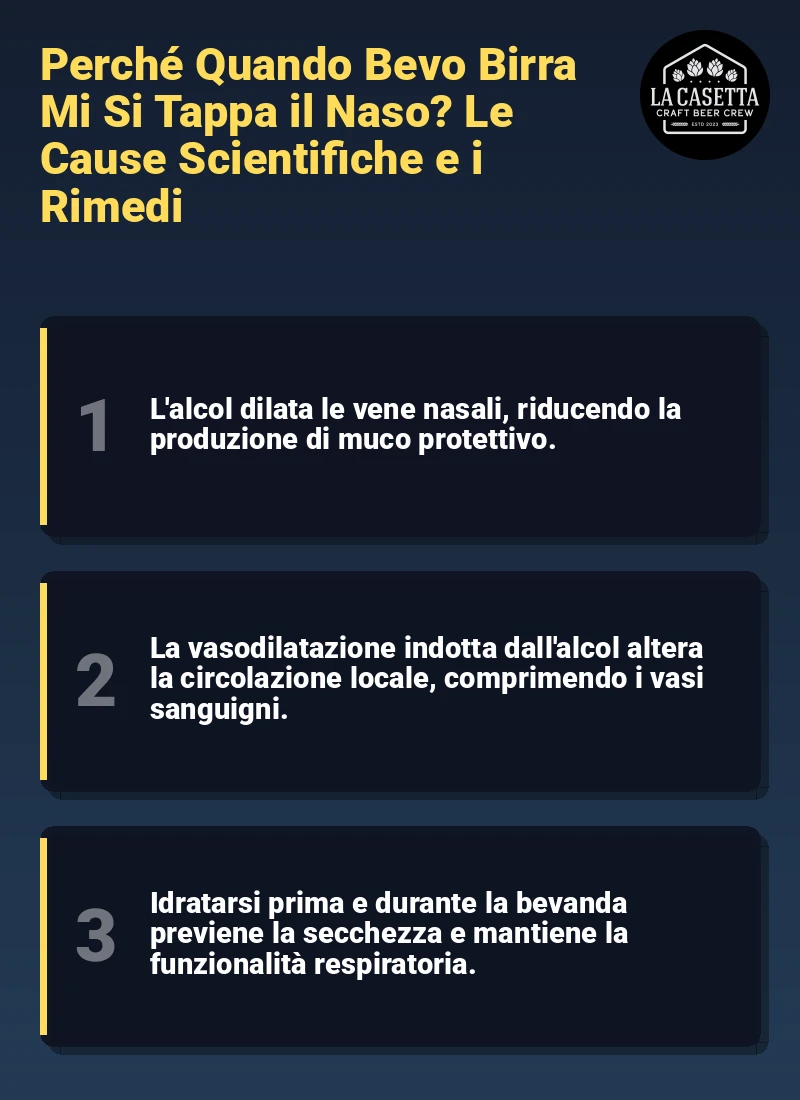 Infografica: Perché Quando Bevo Birra Mi Si Tappa il Naso? Le Cause Scientifiche e i Rimedi