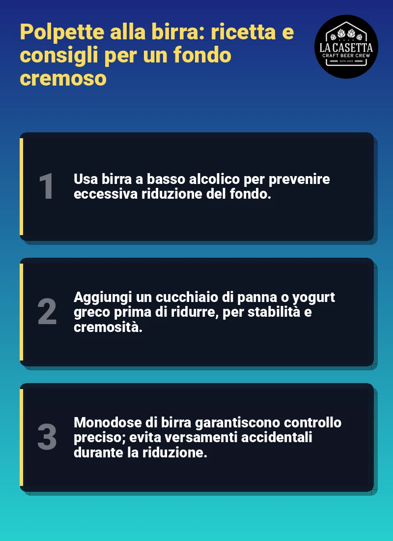 Infografica: Polpette alla birra: ricetta e consigli per un fondo cremoso