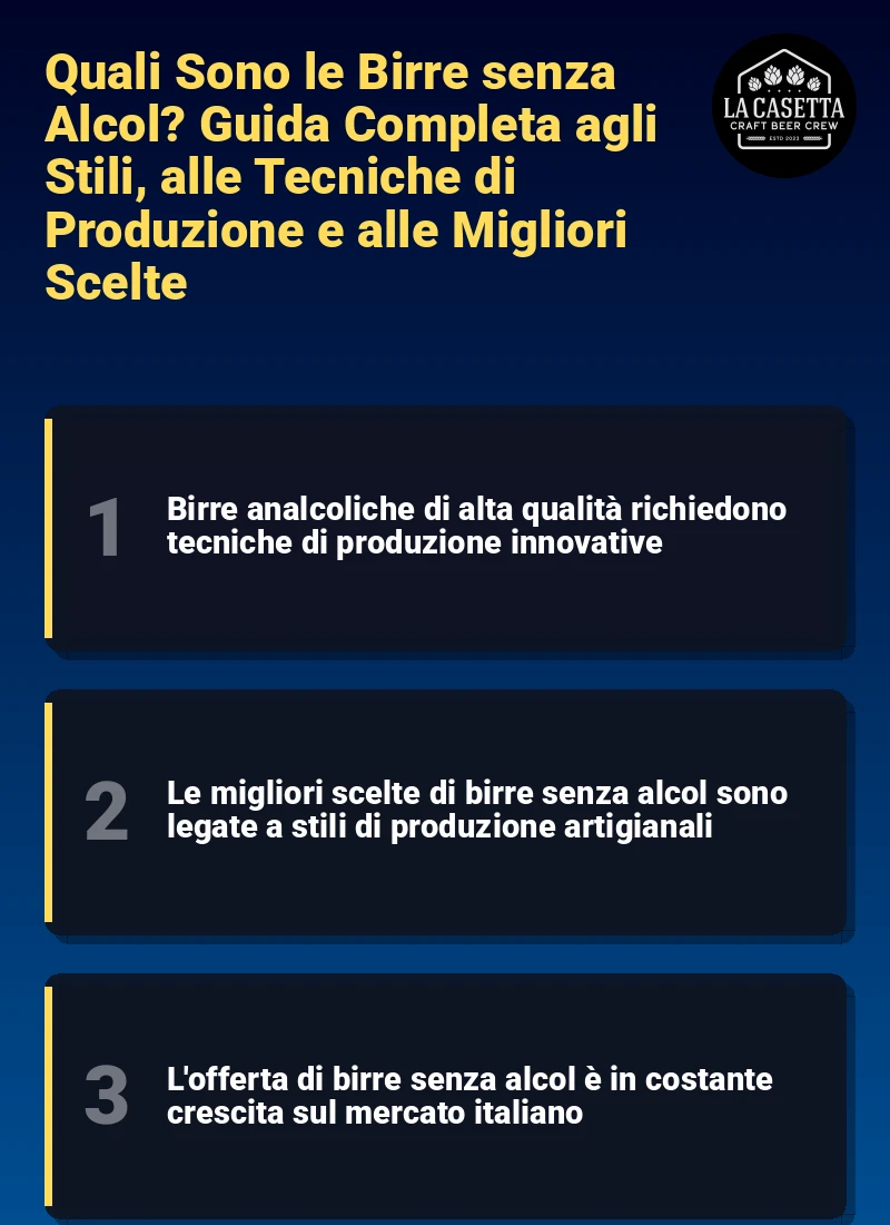 Infografica: Quali Sono le Birre senza Alcol? Guida Completa agli Stili, alle Tecniche di Produzione e alle Migliori Scelte