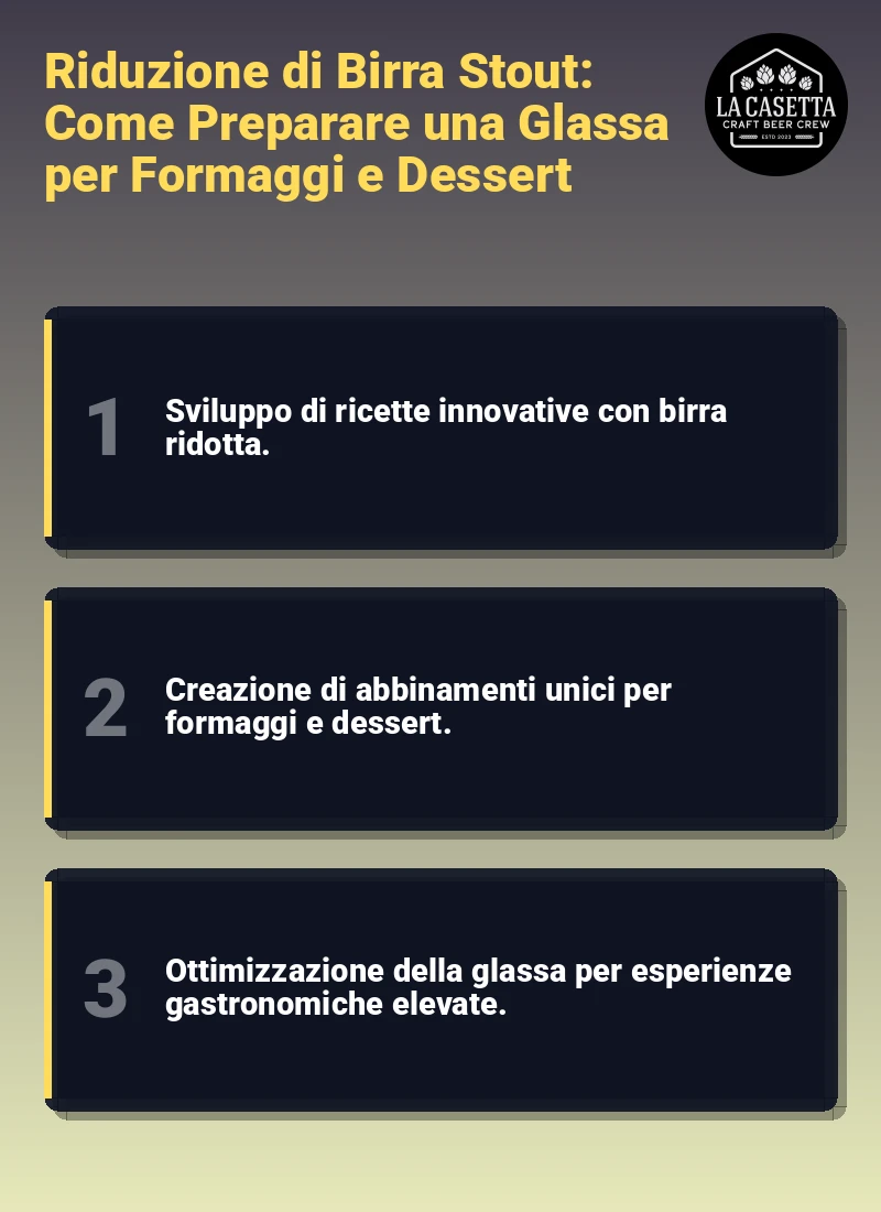 Infografica: Riduzione di Birra Stout: Come Preparare una Glassa per Formaggi e Dessert
