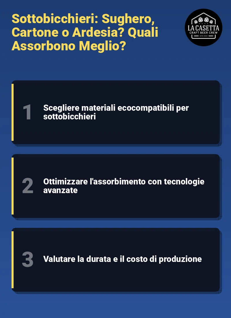Infografica: Sottobicchieri: Sughero, Cartone o Ardesia? Quali Assorbono Meglio?