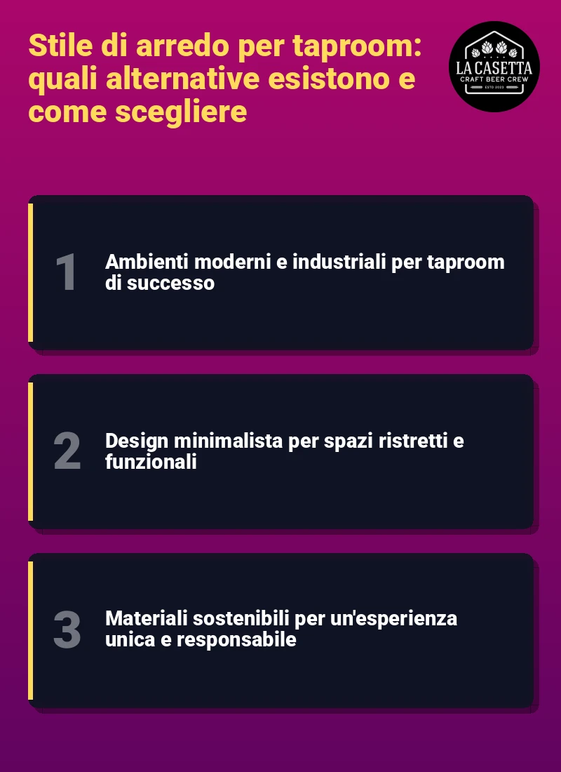 Infografica: Stile di arredo per taproom: quali alternative esistono e come scegliere