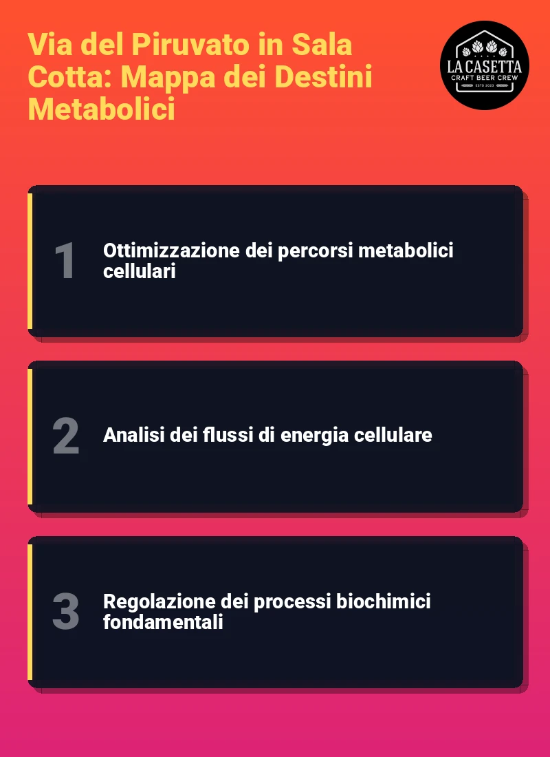 Infografica: Via del Piruvato in Sala Cotta: Mappa dei Destini Metabolici